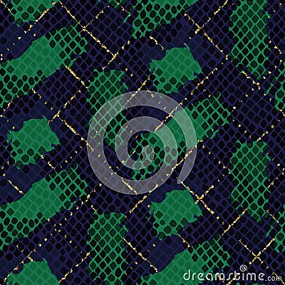 Snake skin green artificial seamless vector texture. Vector Illustration