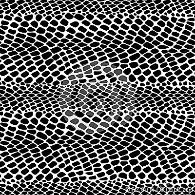 Snake skin pattern texture repeating seamless monochrome black & white Vector Illustration