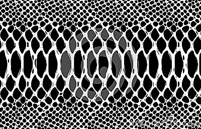 Snake skin pattern texture repeating seamless monochrome black & white. Vector. Texture snake. Fashionable print. Fashion and styl Vector Illustration