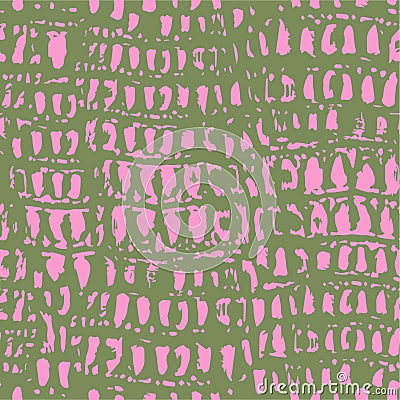 Snake skin seamless pattern. pink spots on a green background. Rich fashionable texture. Animal trendy pattern. Vector Illustration