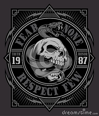 Snake skull t-shirt graphic Vector Illustration