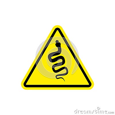 Snake Warning sign yellow. Venomous serpent Hazard attention symbol. Danger road sign triangle reptile Vector Illustration