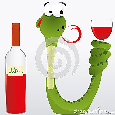 Snake and wine Vector Illustration