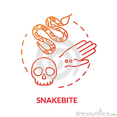 Snakebite, hand wound concept icon. Poisonous snake bite, organism intoxication, septicemia, blood poisoning idea thin Vector Illustration