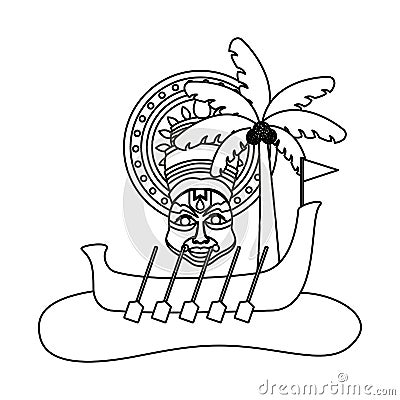 Snakeboat of onam celebration design Cartoon Illustration