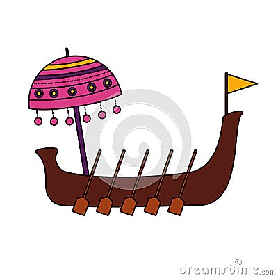 Snakeboat of onam celebration design Cartoon Illustration