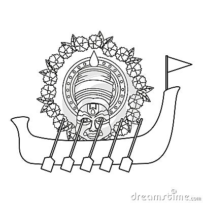 Snakeboat of onam celebration design Cartoon Illustration