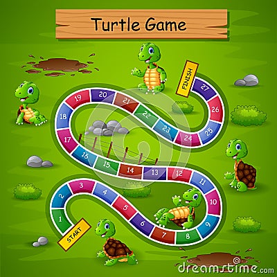 Snakes ladders game turtle theme Vector Illustration