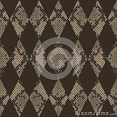 Snakeskin Reptile Geometric Seamless Pattern. Vector Background Vector Illustration