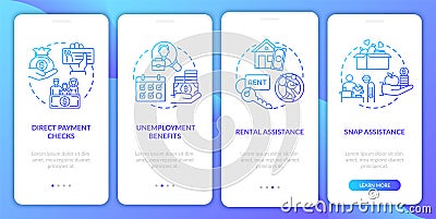 SNAP assistance onboarding mobile app page screen with concepts Vector Illustration