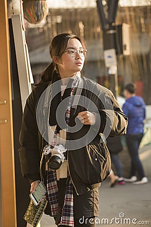 Snap portrait of a traveling girl Editorial Stock Photo