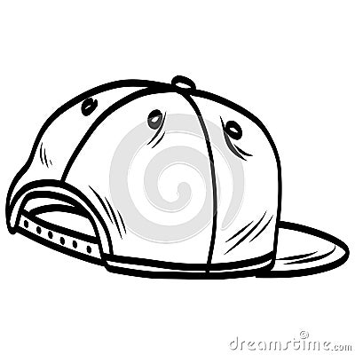 Snapback Hat Cap Backward Doodle Drawing Vector Illustration Vector Illustration