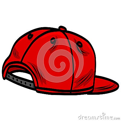 Snapback Red Hat Cap Backward Doodle Drawing Vector Illustration Vector Illustration