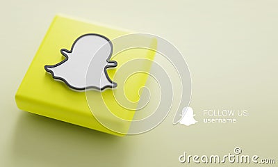 Snapchat 3D Rendering Close up. Account Promotion Template Editorial Stock Photo