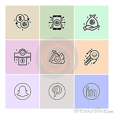 Snapchat , pintrest , linkedin , Nexus , nxs , crypto , currency Vector Illustration