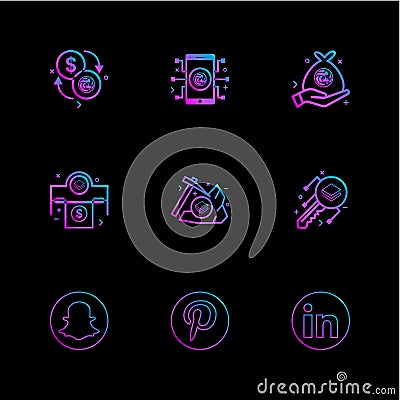 snapchat , pintrest , linkedin , Nexus , nxs , crypto , currency Vector Illustration