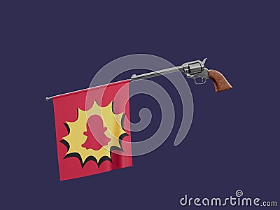 Snapchat Social Media Toy Pistol Revolver Gun Bang Fun Scam Joke Danger 3D Illustration Editorial Stock Photo