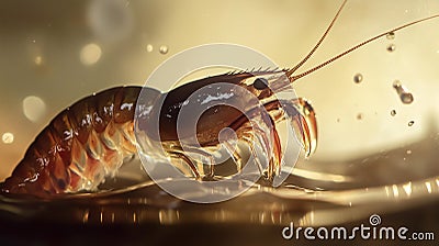 Powerful Snapping Shrimp Claw in Dynamic Action Against Golden Backdrop, created using generative AI tools Stock Photo