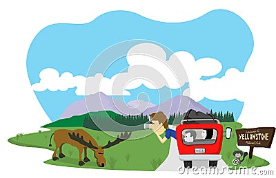 Snapshop at Yellowstone Vector Illustration