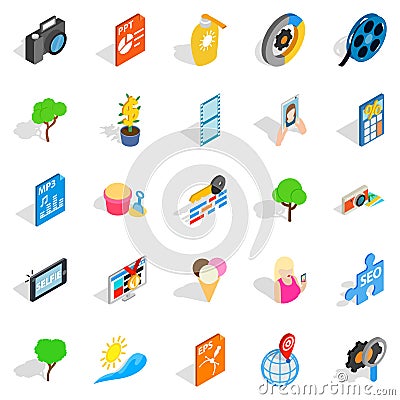 Snapshot icons set, isometric style Vector Illustration