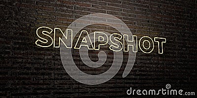 SNAPSHOT -Realistic Neon Sign on Brick Wall background - 3D rendered royalty free stock image Stock Photo