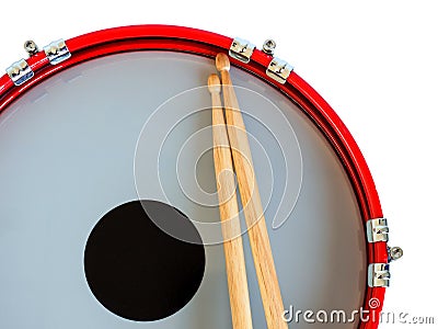 Snare drum and drumstick isolated on white background. Clipping path. Stock Photo