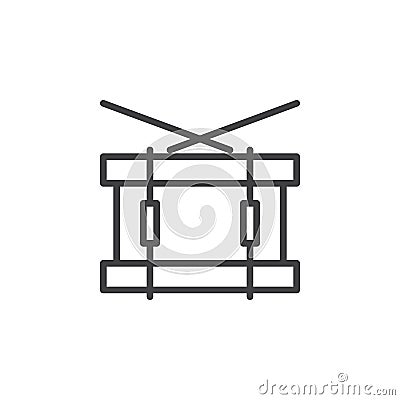 Snare drum line icon, outline vector sign, linear style pictogram isolated on white Vector Illustration