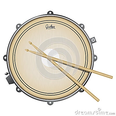 Snare drum realistic illustration with percussion instrument isolated on white Stock Photo