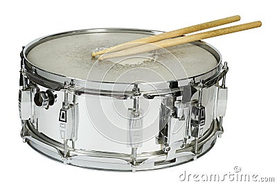 Snare drum and sticks isolated Stock Photo