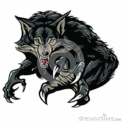 Snarling Scary Werewolf Vector Illustration