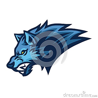 Snarling Wolf Logo of Sports Mascot Design Vector Illustration Vector Illustration