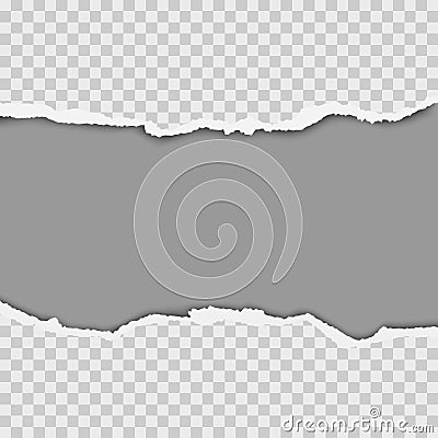 Snatched middle of transparent paper with gray background of resulting hole. Vector template paper design Vector Illustration