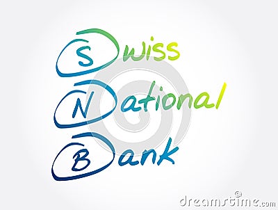 SNB - Swiss National Bank acronym, business concept background Stock Photo