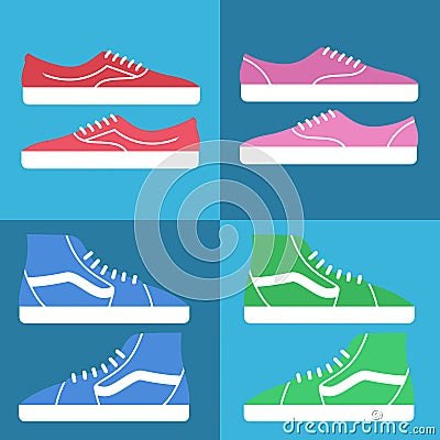 Sneaker shoes icon. Flat vector set Vector Illustration