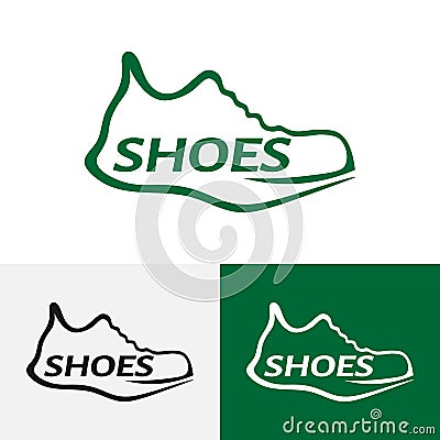 Sneaker Shoes Line Style Logo Design Template Vector Illustration