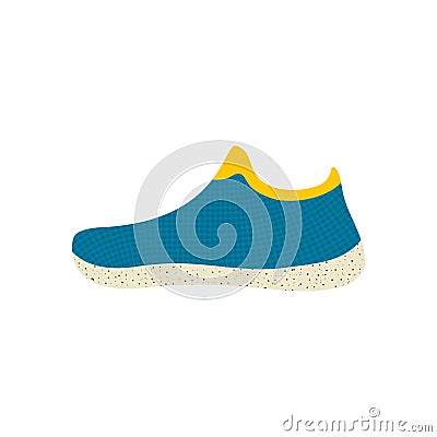 Sneaker with speckled sole isolated. Sports footwear. Shoes for fitness and daily activity. Flat object vector illustration Vector Illustration