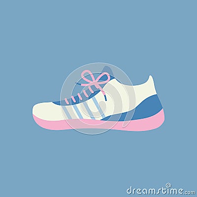 Sneaker with tied shoelaces isolated. Sports footwear. Shoes for fitness and daily activity. Flat object vector illustration Vector Illustration