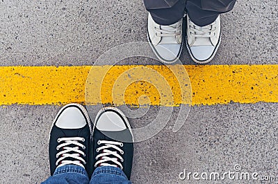 Sneakers from above. Stock Photo