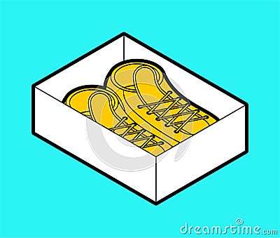 Sneakers in box isolated. Shoes vector illustration Vector Illustration