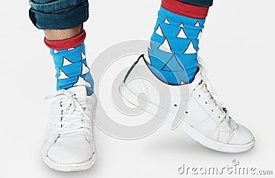 Sneakers Canvas Shoes Human Feet Legs Standing Studio Portrait Stock Photo