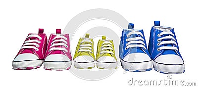 Sneakers Gumshoes, Baby Color Sport Shoes, Children Fashion Foot Stock Photo