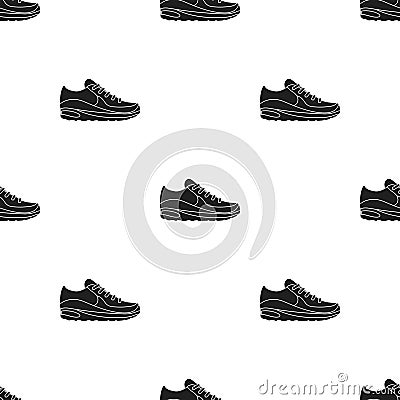 Sneakers icon in black style isolated on white background. Shoes pattern stock vector illustration. Vector Illustration