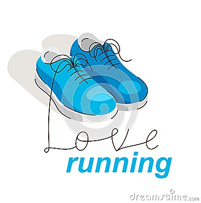 Sneakers with lettering vector concept illustration of running, active lifestyle. Vector Illustration