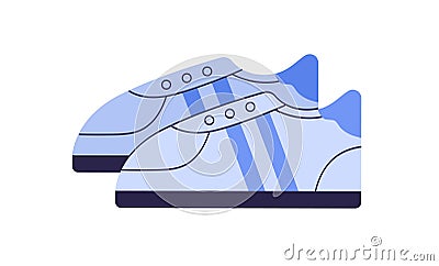 Sneakers pair. Sport shoes, modern footwear. Athletic trainers for feet. Foot wearing, active comfortable footgear. Casual Vector Illustration