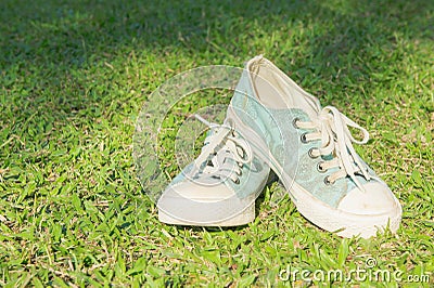 The Sneakers in the park, people often worn in comfort. Stock Photo