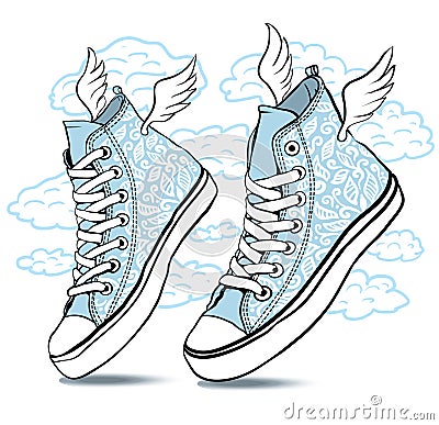 Sneakers patterned laces Vector Illustration