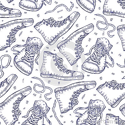 Sneakers. Seamless background. Vector Illustration