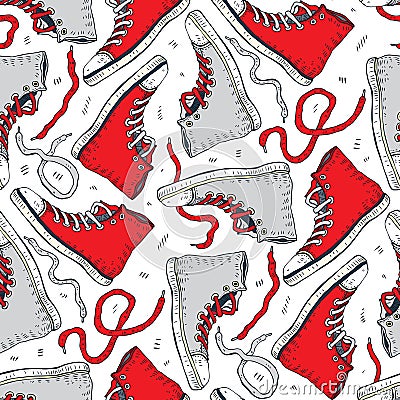 Sneakers. Seamless background. Vector Illustration