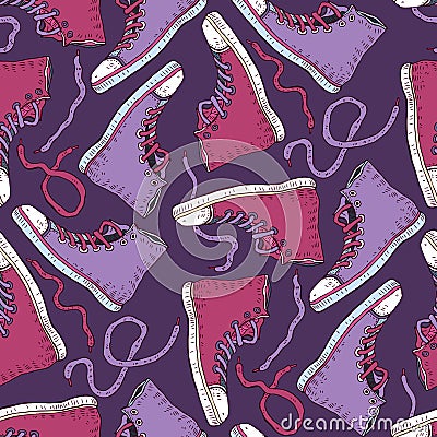 Sneakers. Seamless background. Vector Illustration