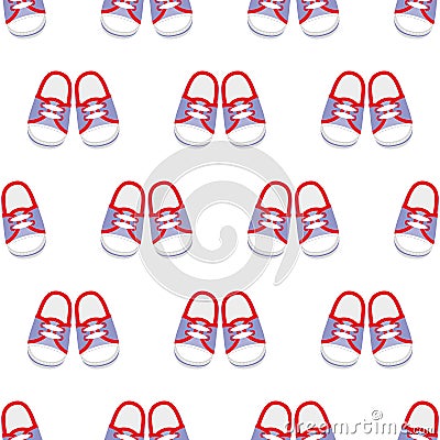 Sneakers seamless pattern. Cartoon Illustration